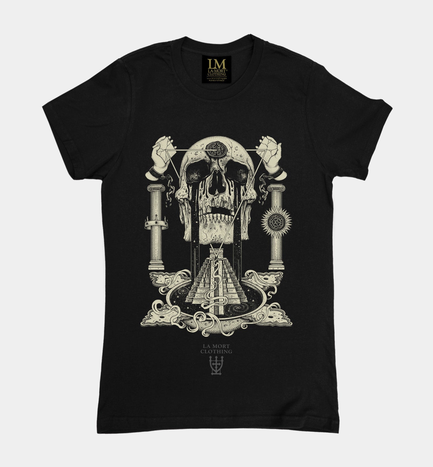 Icon Temple Women’s Crew Neck T-shirt (BW/B)